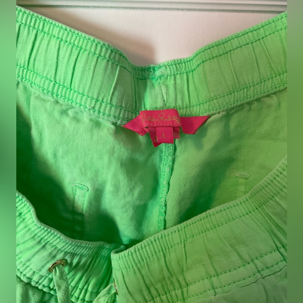 Lilly Pulitzer 31" Taron Mid-Rise Linen Pant Lime Zest Size Large - Picture 3 of 4
